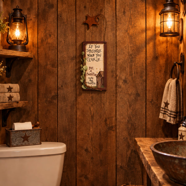small outhouse etiquette signs