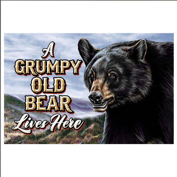 a grumpy old bear lives here door mat 17x26