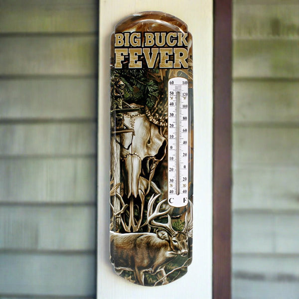 big buck fever tin thermometer