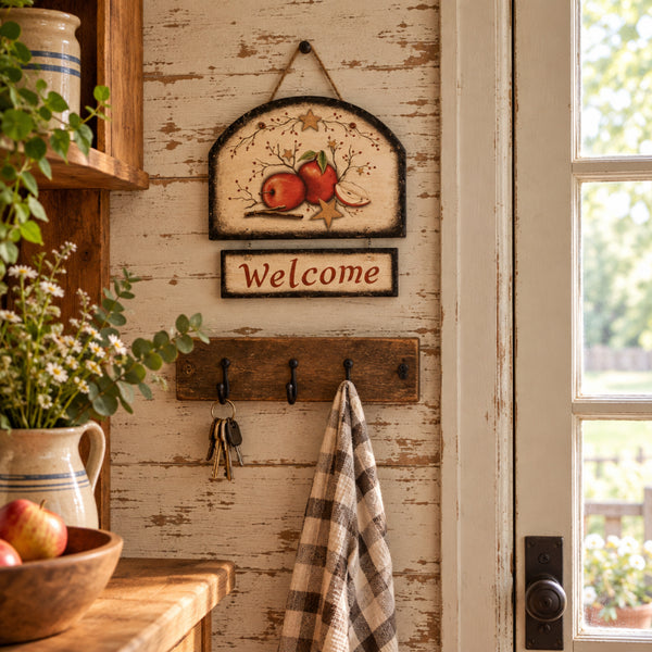 apple berry slate welcome plaque