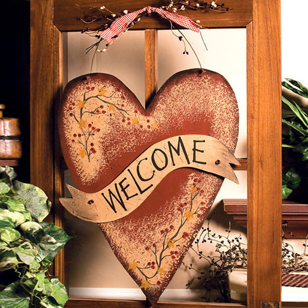 star garland heart welcome plaque