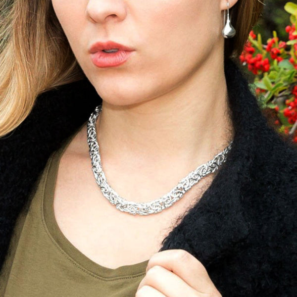 sterling silver 18" oval byzantine necklace
