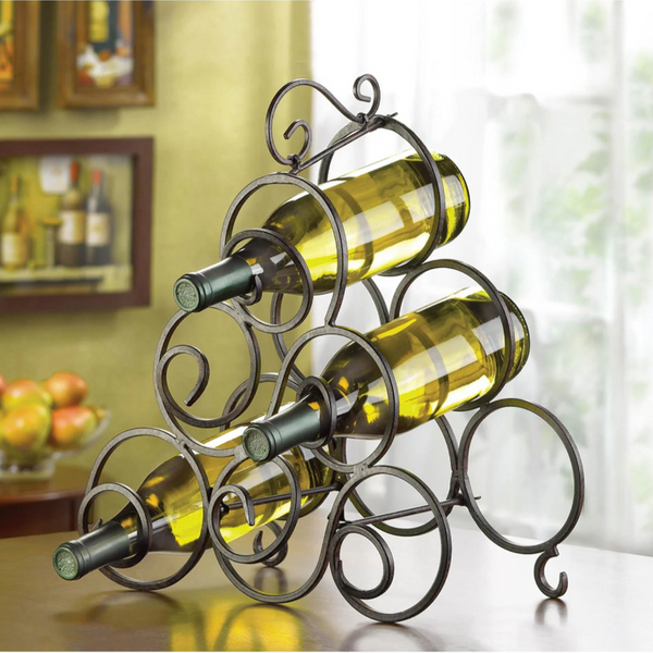 vintage swirl wrought iron wine rack
