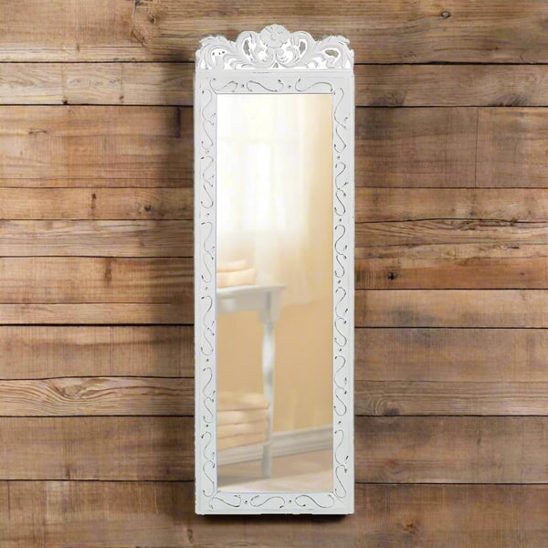 vintage distressed white wall mirror