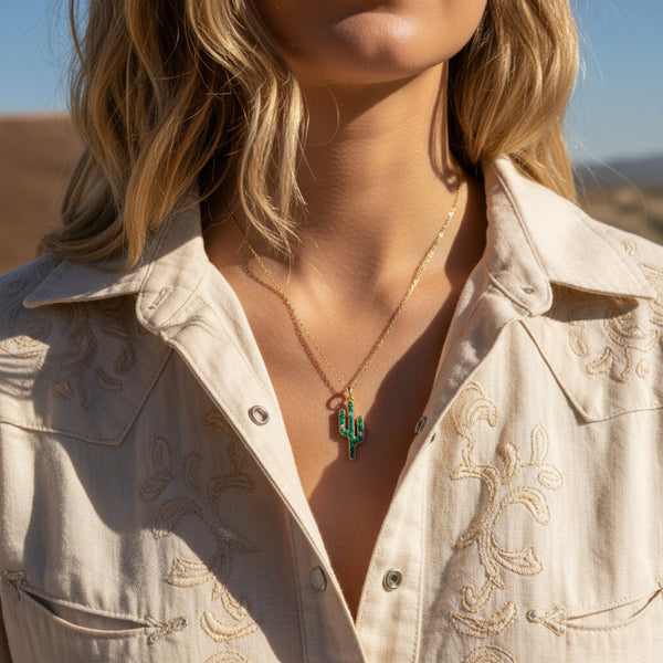 saguaro cactus charm necklace