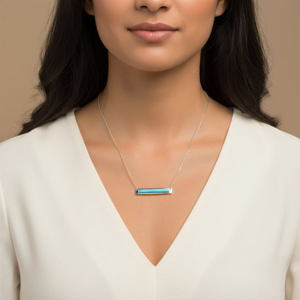 sterling silver turquoise bar necklace