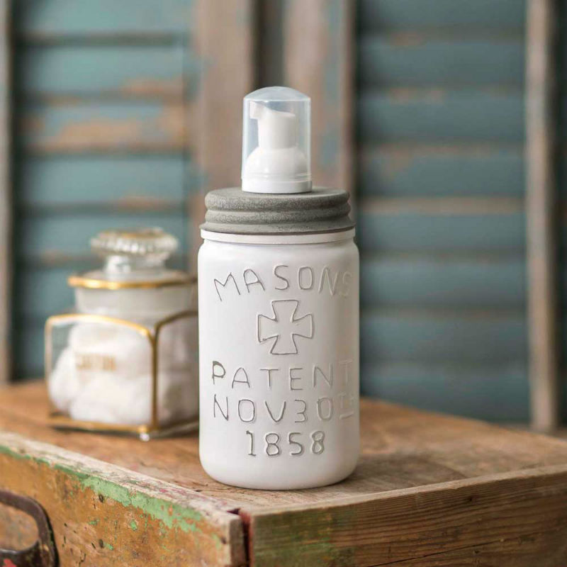 white pint mason jar foaming soap dispenser