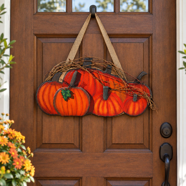 large pumpkin row fall wall decor