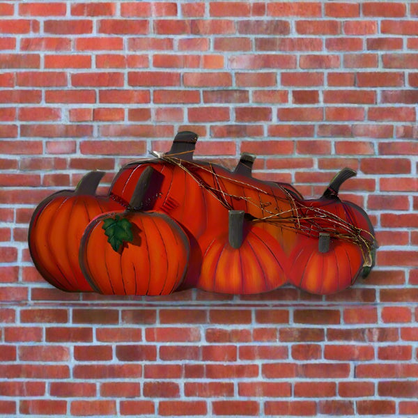 large pumpkin row fall wall decor