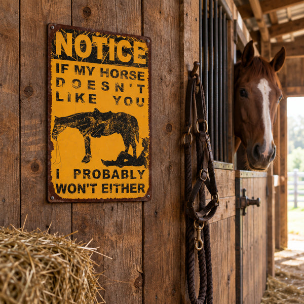 if my horse doesn't like you tin sign
