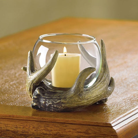 Rustic Faux Deer Antler Candle Holder