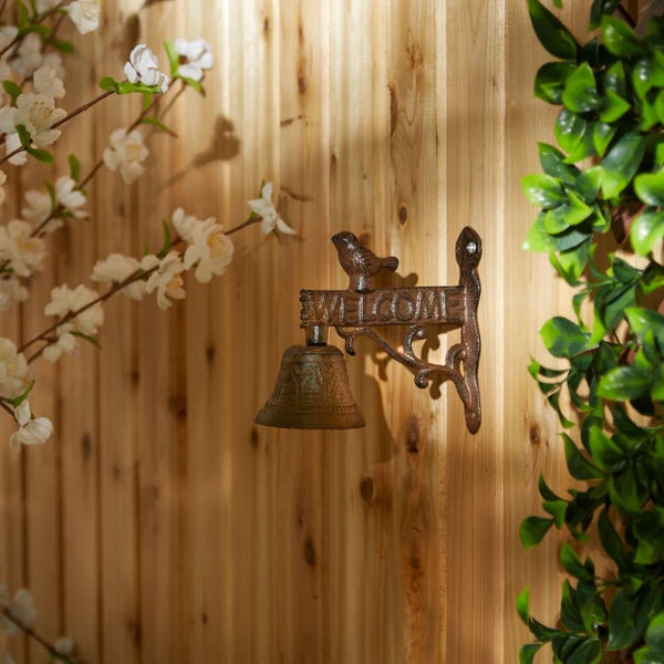 cast iron welcome sign bird themed dinner bell