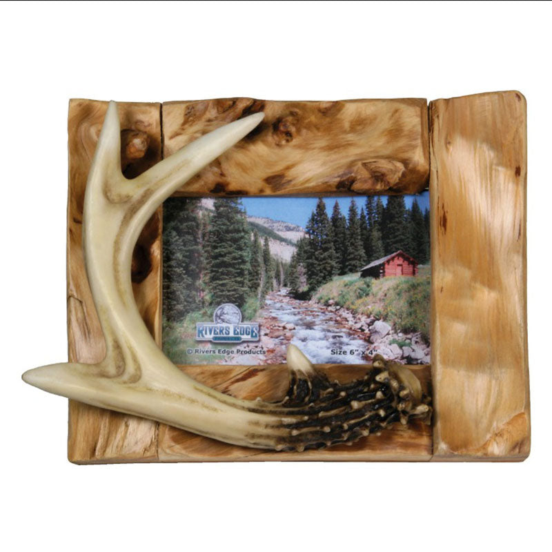 4x6 deer antler and barn wood picture frame