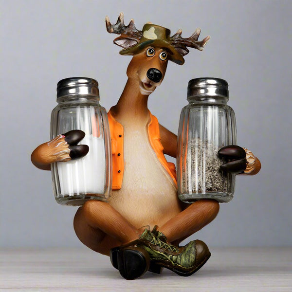 goofy deer holding salt and pepper shakers