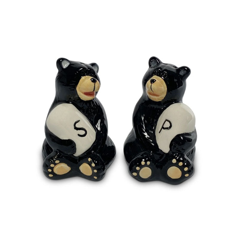 black bears holding salt and pepper shakers