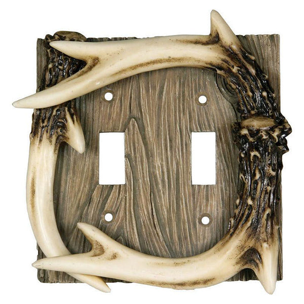 deer antler decorative double light switch plate cover