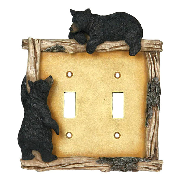 black bears double light switch plate