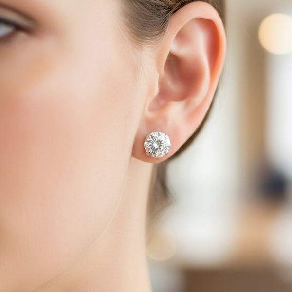 sterling silver cz solitaire stud earrings