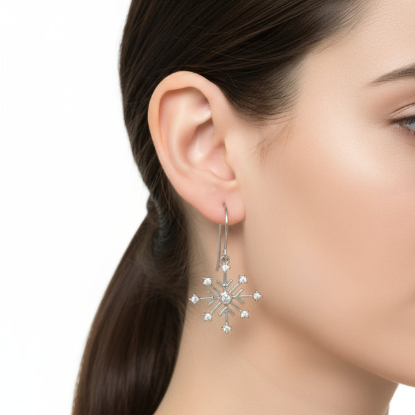 cz snowflake earrings