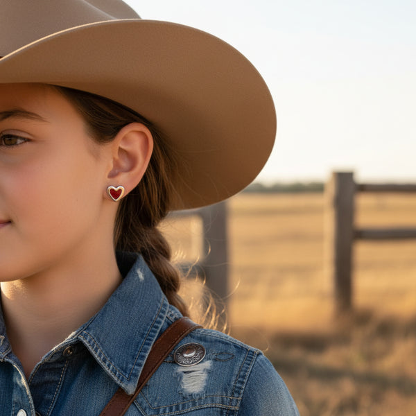 sterling silver red valentine heart stud earrings