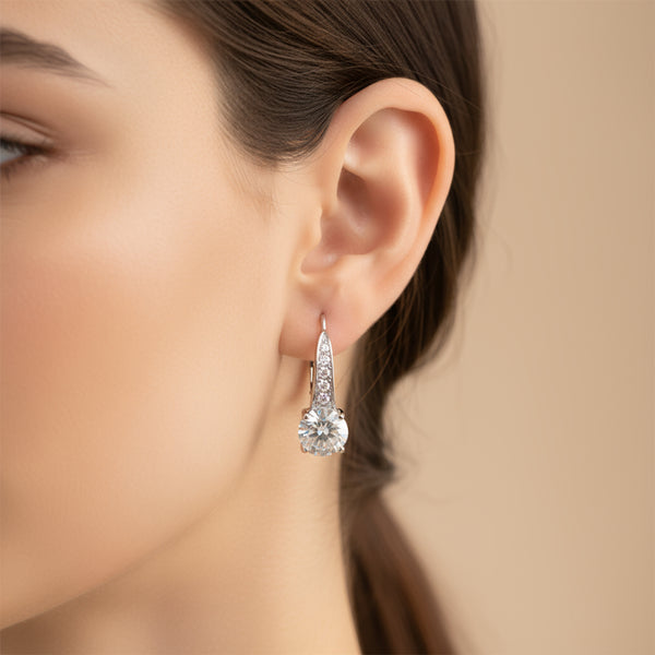 sterling silver graduated cz lever back earrings