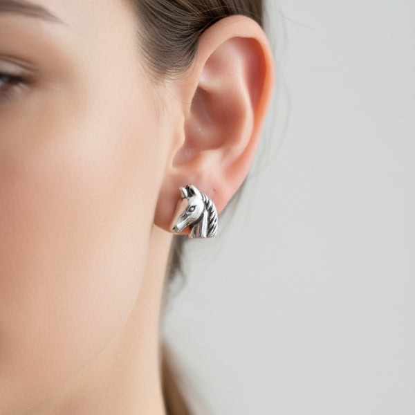 horse head stud earrings