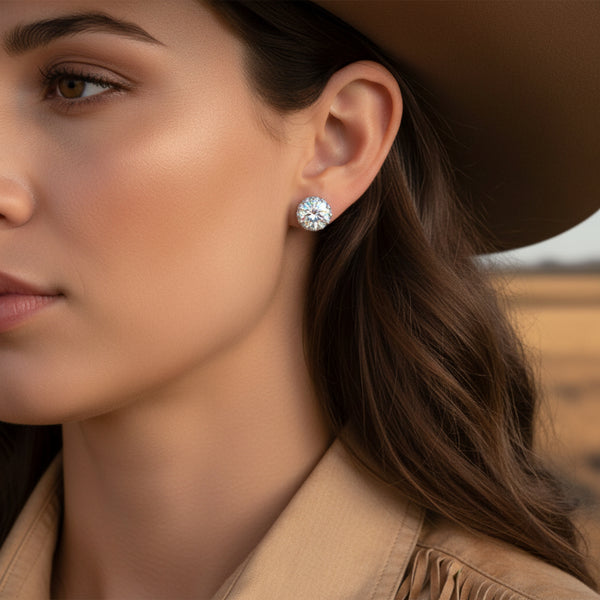 sterling silver crown set cz stud earrings
