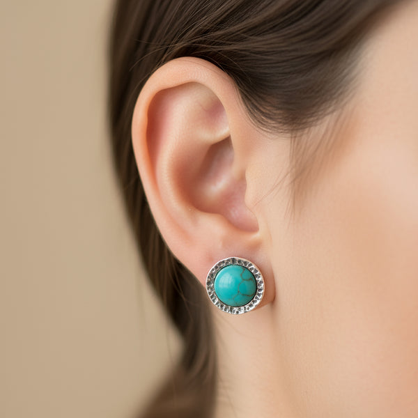 oxidized turquoise stud earrings