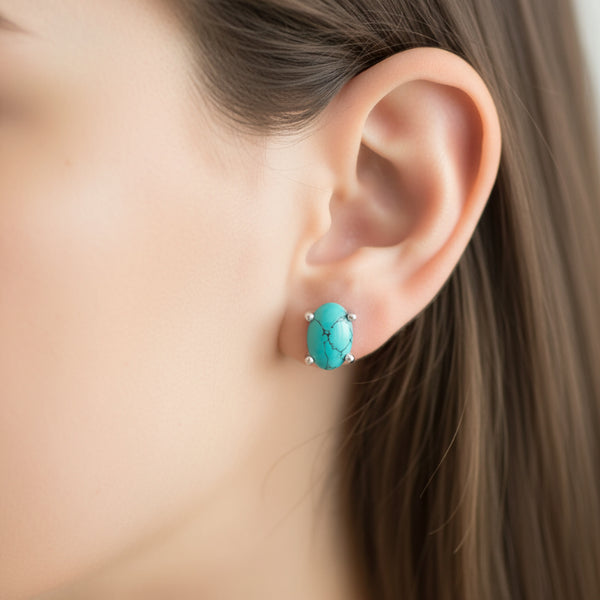 stabilized turquoise stud earrings