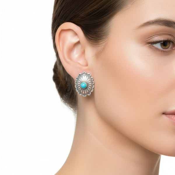 turquoise concho stud earrings