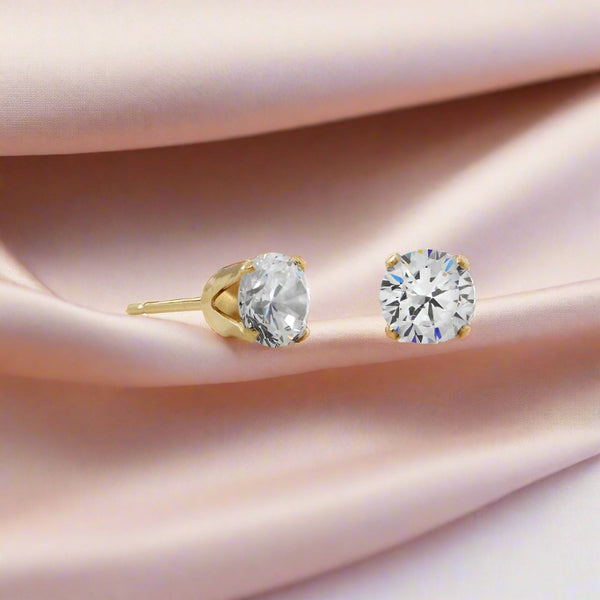 sterling silver and gold filled 6mm cz stud earrings