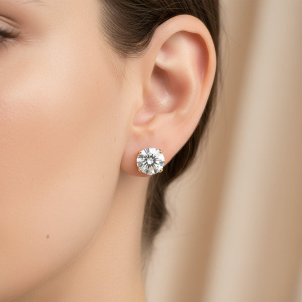 sterling silver and gold filled 6mm cz stud earrings