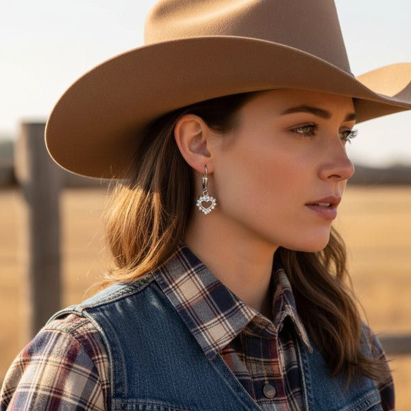 sterling silver cutout cz heart lever back earrings