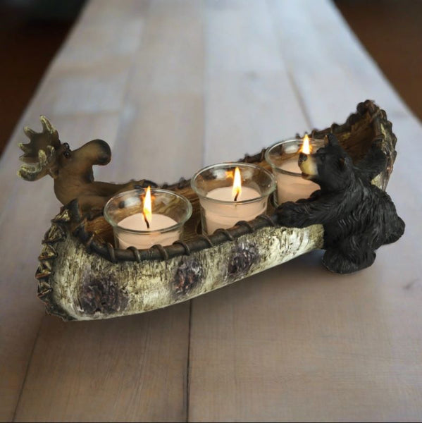 bear and moose candle holder