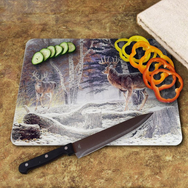 confrontation deer glass cutting board