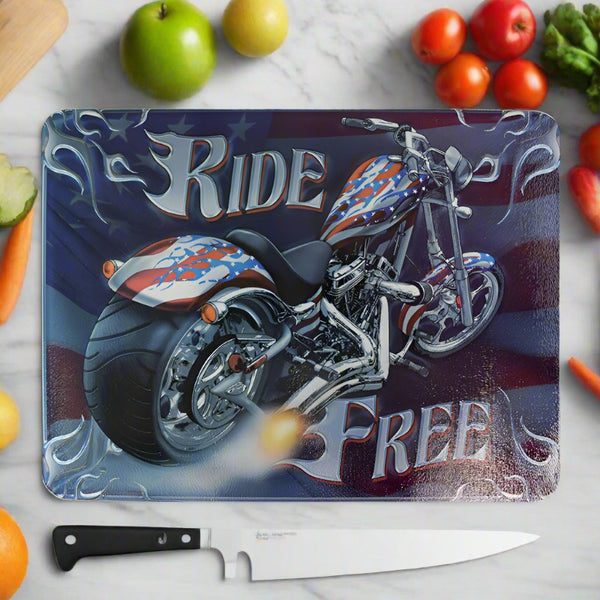 ride free motorcycle glass cutting board