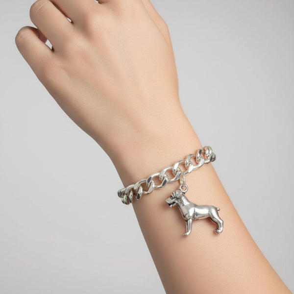 sterling silver standing rottweiler dog charm