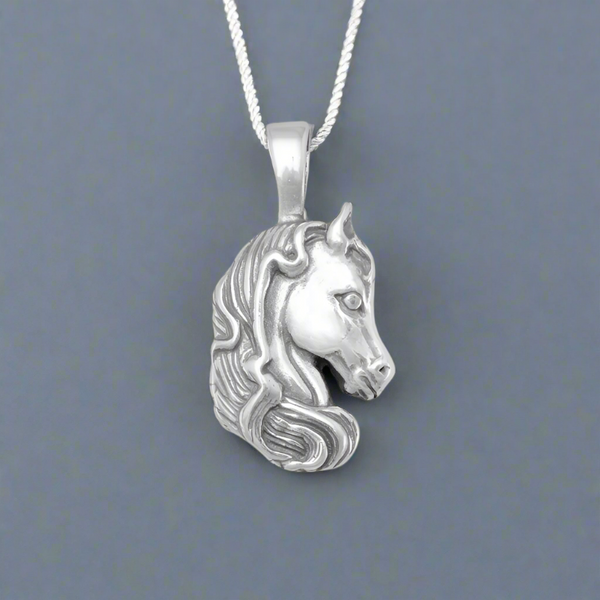 sterling silver oxidized horse pendant