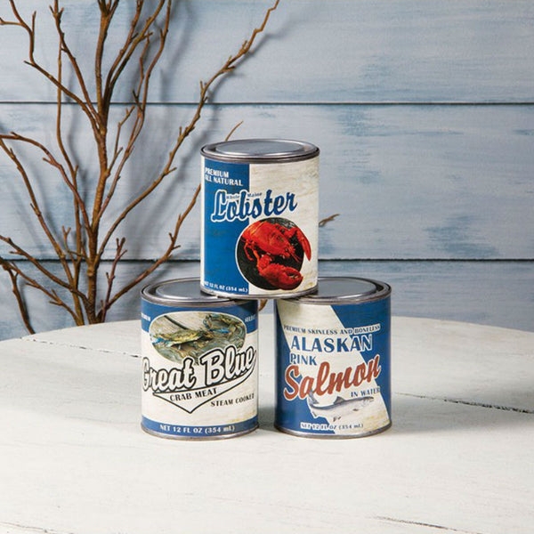 vintage seafood tin cans set of 3