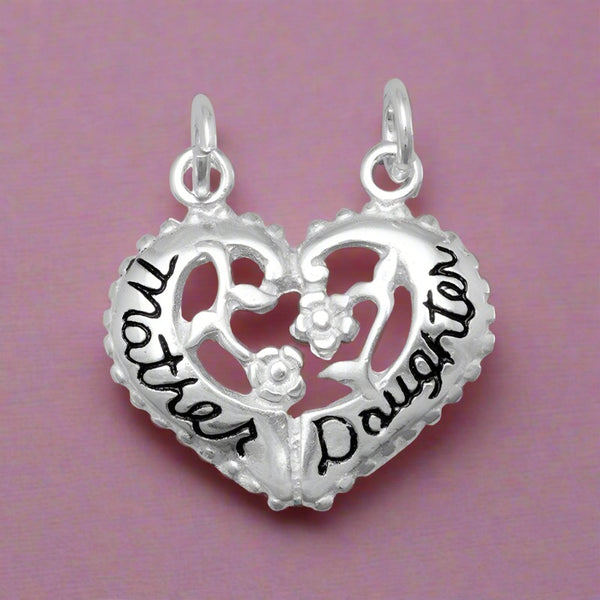 sterling silver mother daughter break away charm pendant