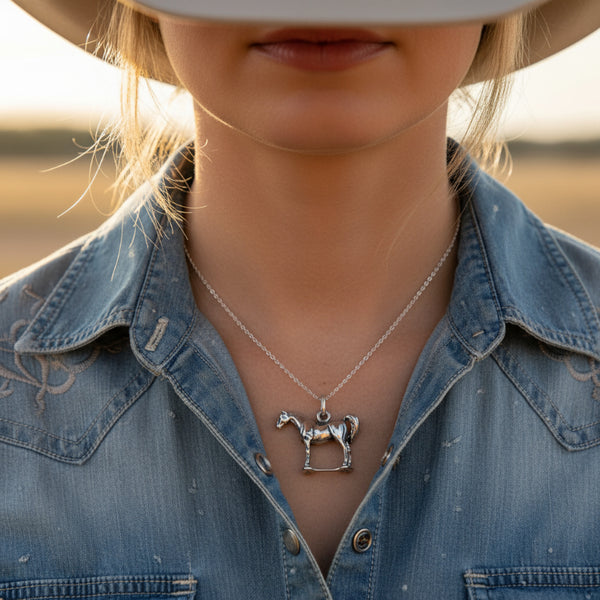 sterling silver standing horse pendant