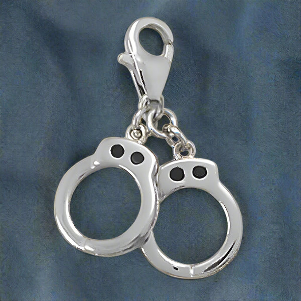 sterling silver police handcuffs charm pendant