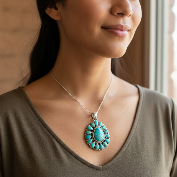 pear shaped turquoise necklace pendant