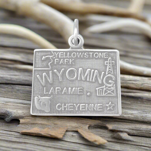 state of wyoming sterling silver charm