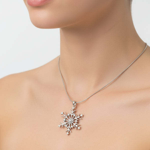 sterling silver 6 point cz snowflake pendant slide