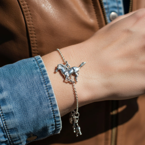 sterling silver running horse charm