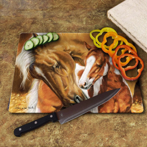 a mothers touch horses glass cutting board