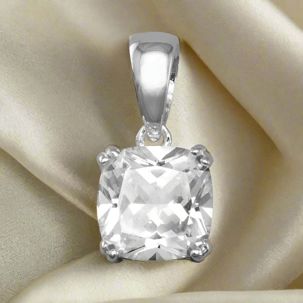 sterling silver square CZ solitaire pendant