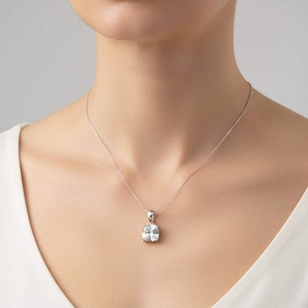 sterling silver square CZ solitaire pendant