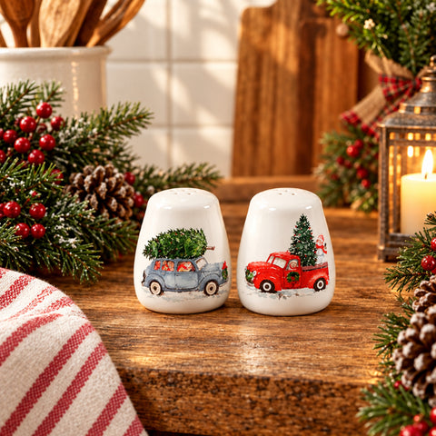 Winter Farmhouse Christmas Salt and Pepper Shakers